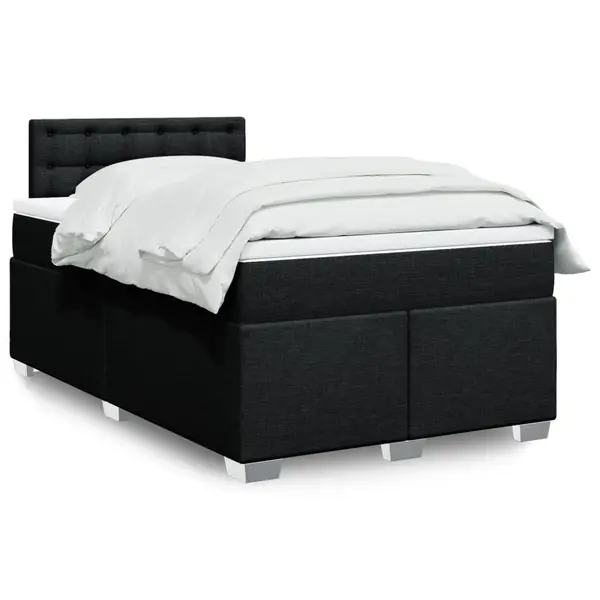 Gossi pat box spring cu saltea, negru, 120x190 cm, catifea