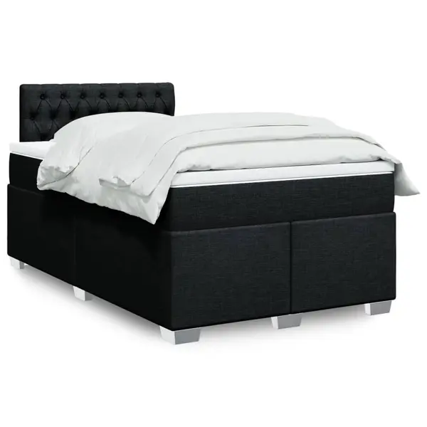 Gossi pat box spring cu saltea, negru, 120x190 cm, catifea