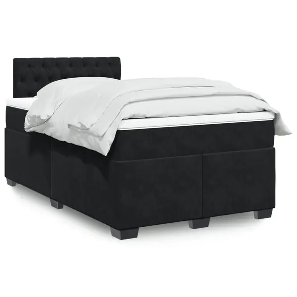 Gossi pat box spring cu saltea, negru, 120x190 cm, catifea