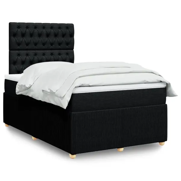 Gossi pat box spring cu saltea, negru, 120x190 cm, catifea