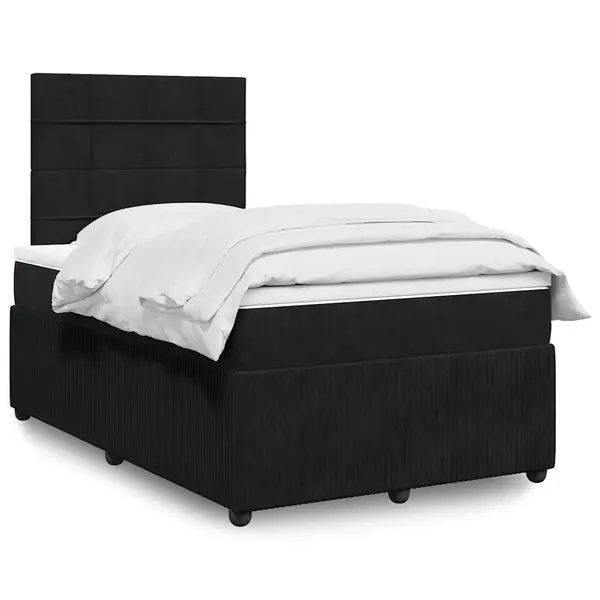 Gossi pat box spring cu saltea, negru, 120x190 cm, catifea
