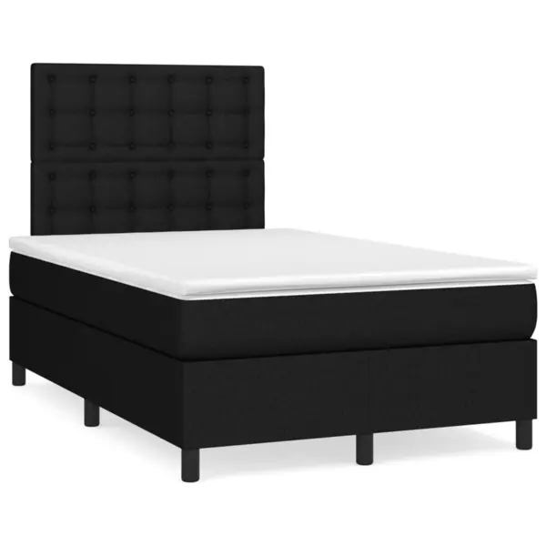 Gossi pat box spring cu saltea, negru, 120x190 cm, catifea