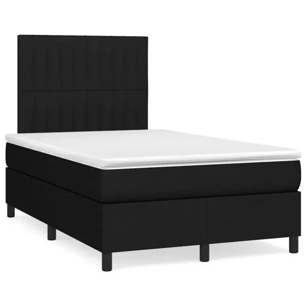 Gossi pat box spring cu saltea, negru, 120x190 cm, catifea