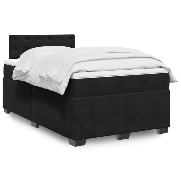 Gossi pat box spring cu saltea, negru, 120x190 cm, catifea