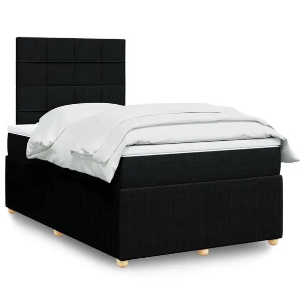 Gossi pat box spring cu saltea, negru, 120x190 cm, catifea