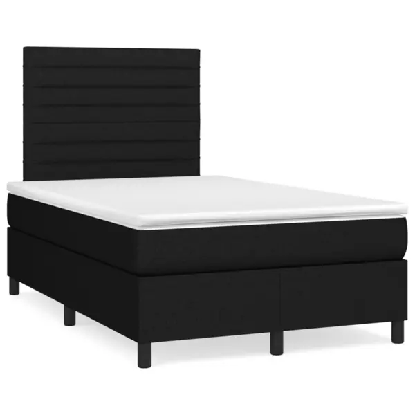 Gossi pat box spring cu saltea, negru, 120x190 cm, catifea