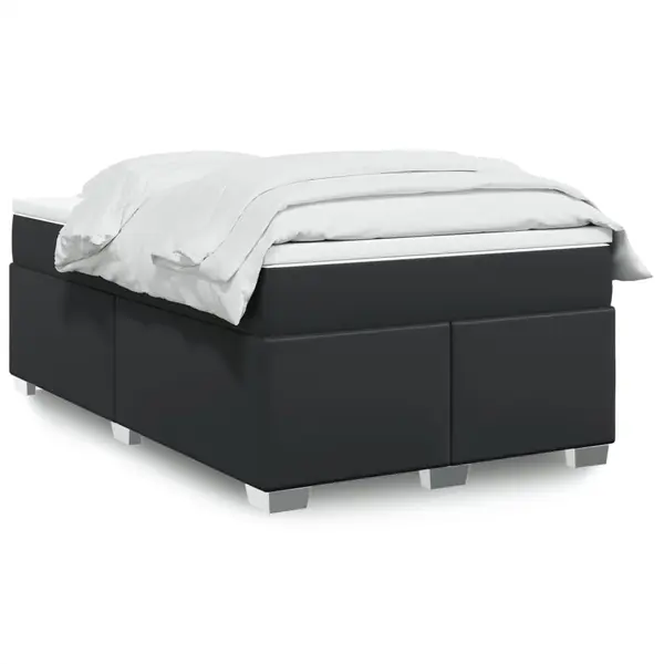 Gossi pat box spring cu saltea, negru, 120x190 cm, piele ecologica
