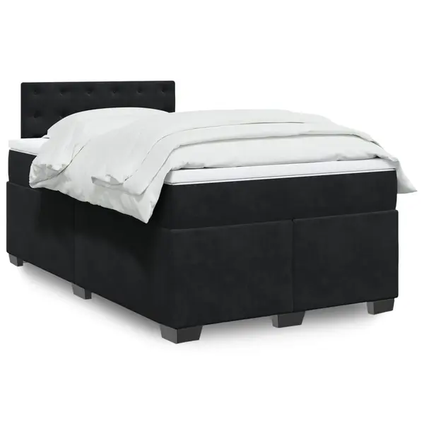 Gossi pat box spring cu saltea, negru, 120x200 cm, catifea