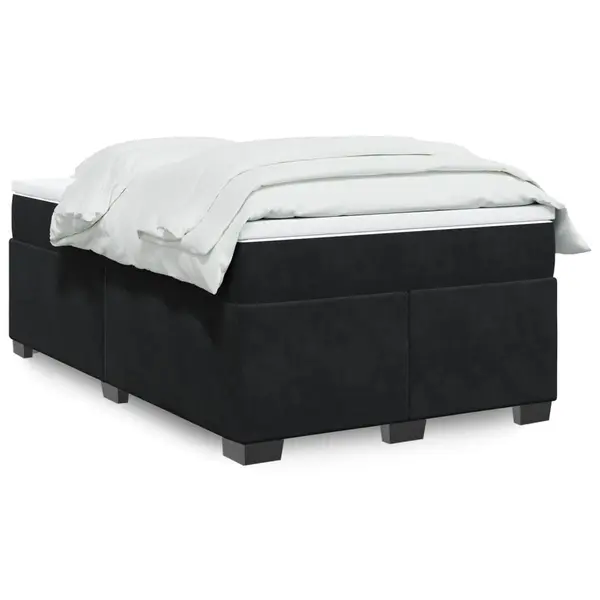 Gossi pat box spring cu saltea, negru, 120x200 cm, catifea