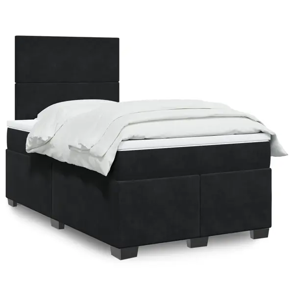 Gossi pat box spring cu saltea, negru, 120x200 cm, catifea