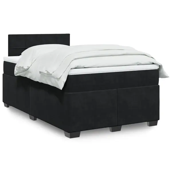 Gossi pat box spring cu saltea, negru, 120x200 cm, catifea