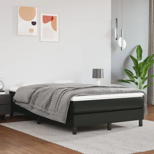 Gossi pat box spring cu saltea, negru, 120x200 cm, piele ecologica