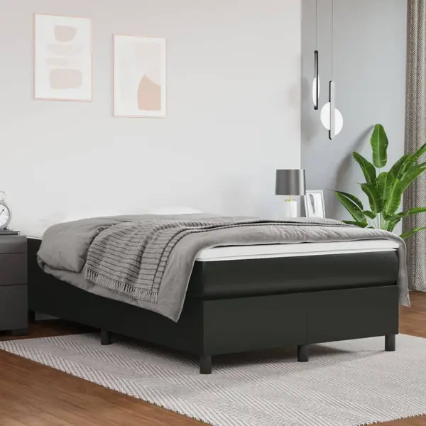 Gossi pat box spring cu saltea, negru, 120x200 cm, piele ecologica