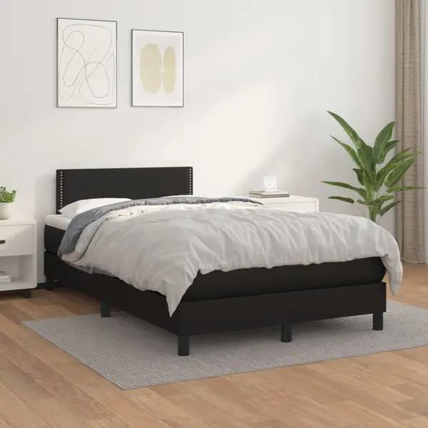 Gossi pat box spring cu saltea, negru, 120x200 cm, piele ecologica