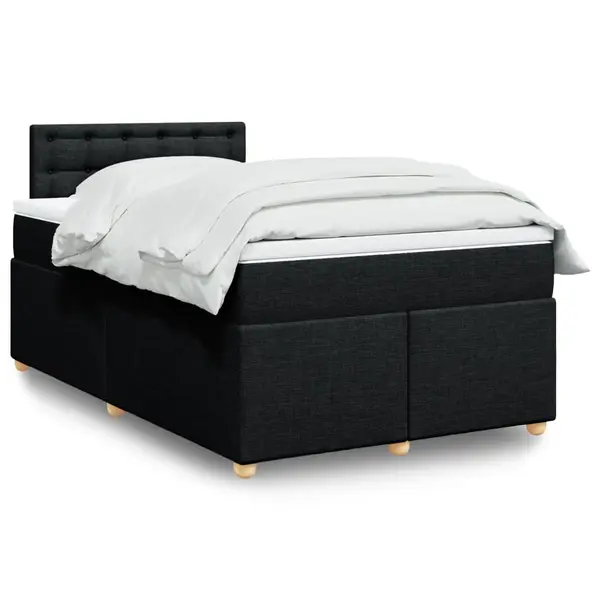 Gossi pat box spring cu saltea, negru, 120x200 cm, textil
