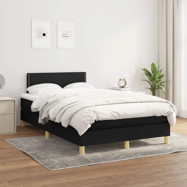 Gossi pat box spring cu saltea, negru, 120x200 cm, textil