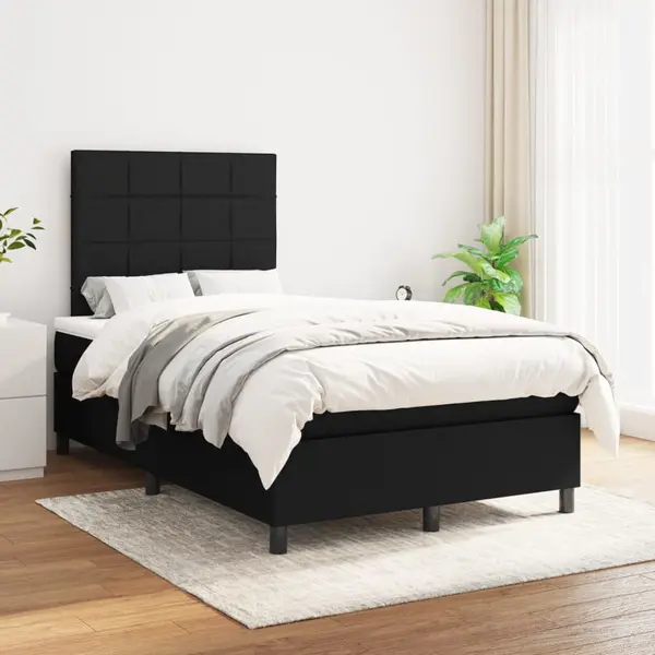 Gossi pat box spring cu saltea, negru, 120x200 cm, textil