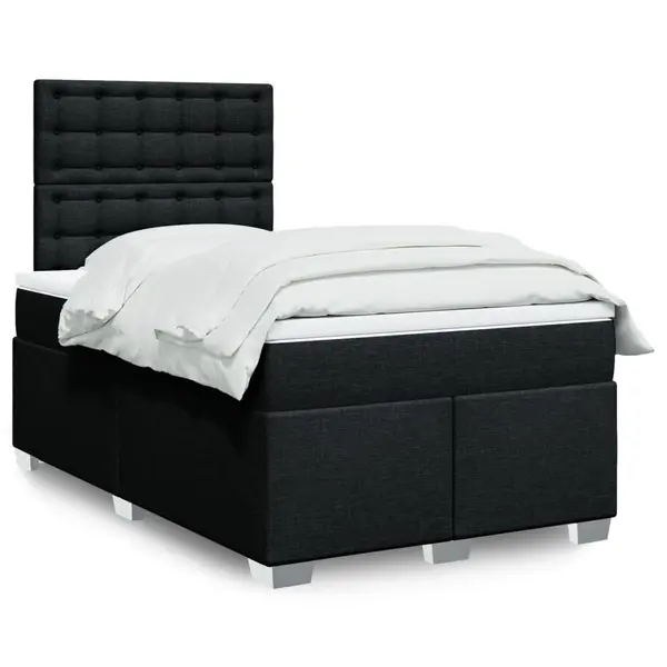 Gossi pat box spring cu saltea, negru, 120x200 cm, textil