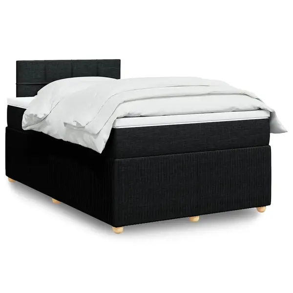 Gossi pat box spring cu saltea, negru, 120x200 cm, textil