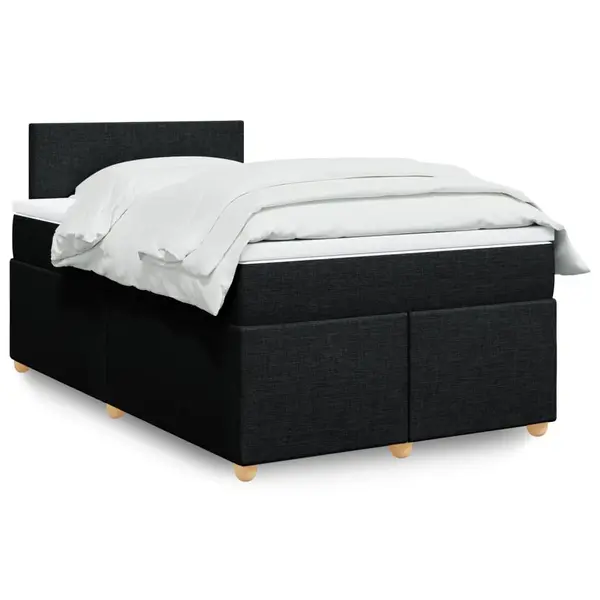 Gossi pat box spring cu saltea, negru, 120x200 cm, textil