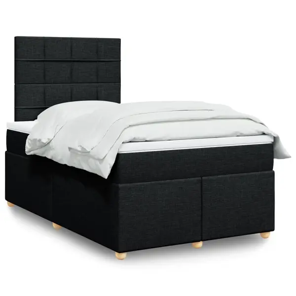 Gossi pat box spring cu saltea, negru, 120x200 cm, textil