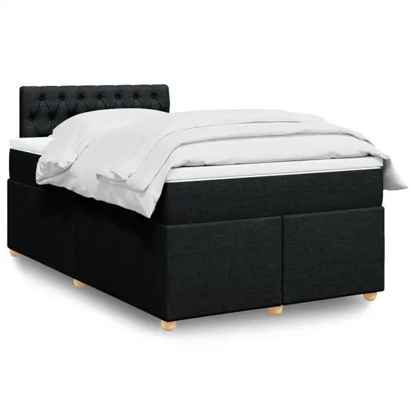 Gossi pat box spring cu saltea, negru, 120x200 cm, textil