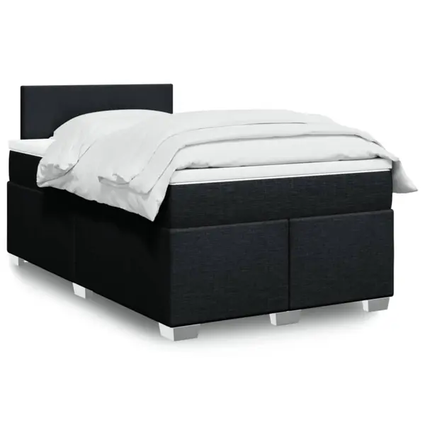 Gossi pat box spring cu saltea, negru, 120x200 cm, textil
