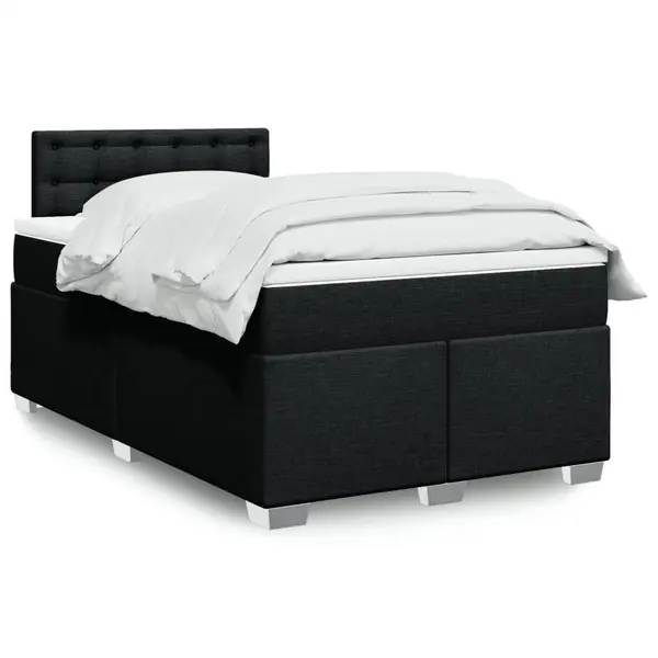 Gossi pat box spring cu saltea, negru, 120x200 cm, textil