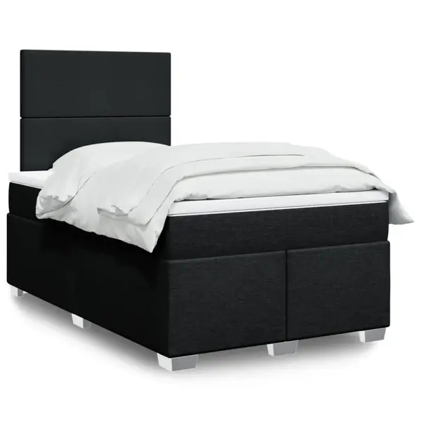 Gossi pat box spring cu saltea, negru, 120x200 cm, textil