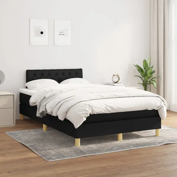 Gossi pat box spring cu saltea, negru, 120x200 cm, textil