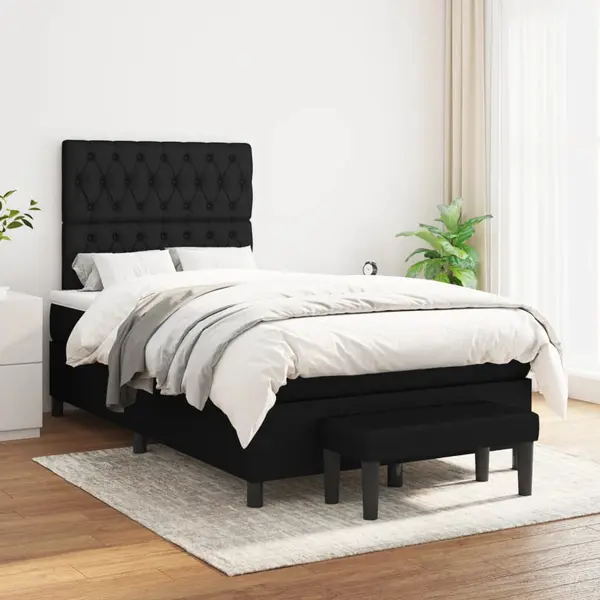 Gossi pat box spring cu saltea, negru, 120x200 cm, textil