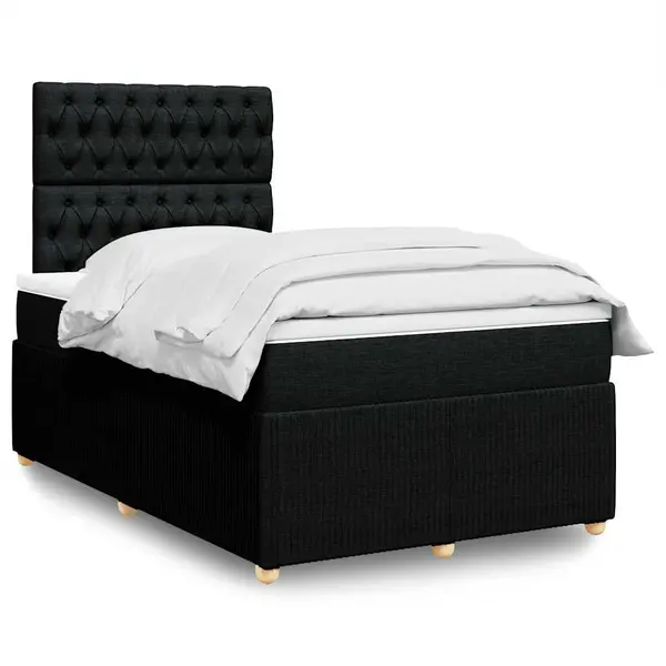 Gossi pat box spring cu saltea, negru, 120x200 cm, textil