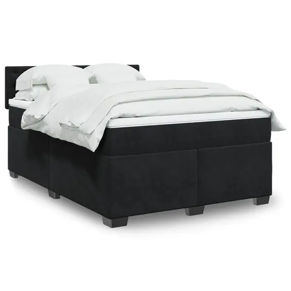 Gossi pat box spring cu saltea, negru, 140x190 cm, catifea