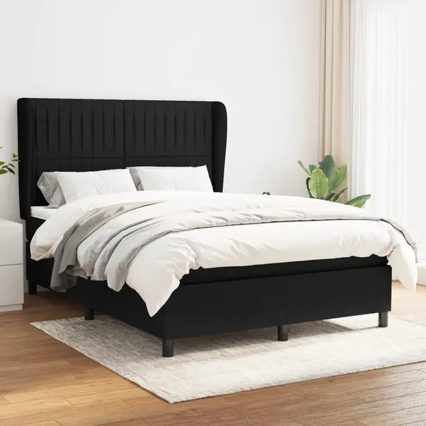Gossi pat box spring cu saltea, negru, 140x190 cm, textil