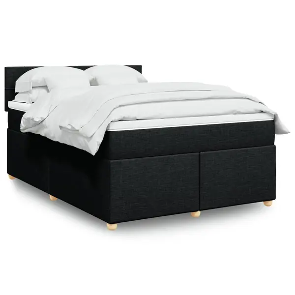 Gossi pat box spring cu saltea, negru, 140x190 cm, textil