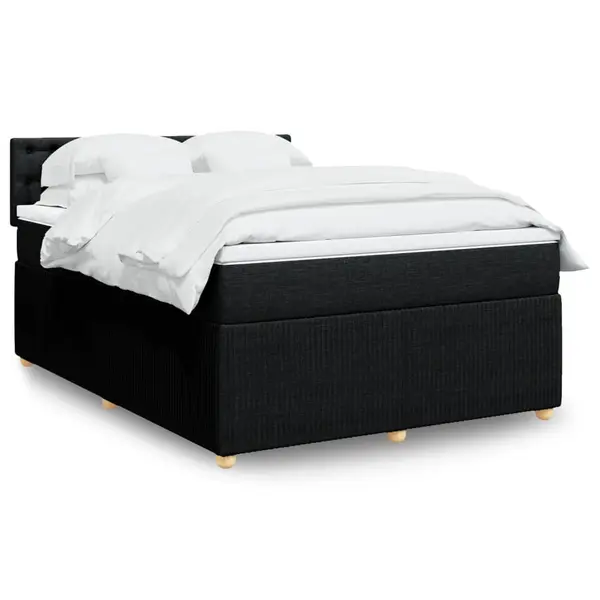 Gossi pat box spring cu saltea, negru, 140x190 cm, textil