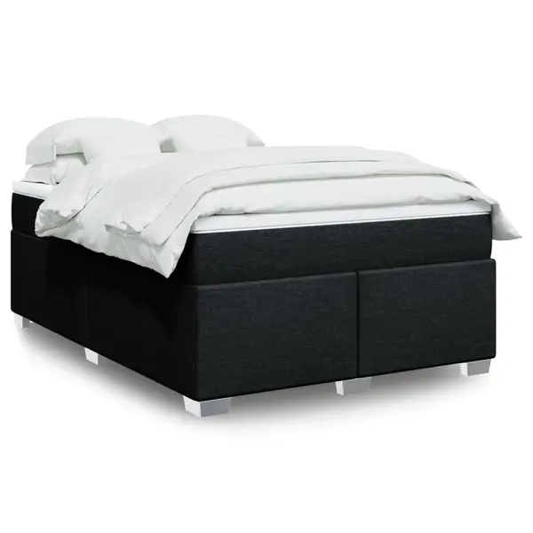 Gossi pat box spring cu saltea, negru, 140x190 cm, textil