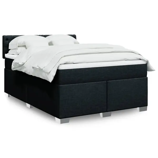Gossi pat box spring cu saltea, negru, 140x190 cm, textil