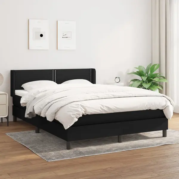 Gossi pat box spring cu saltea, negru, 140x190 cm, textil