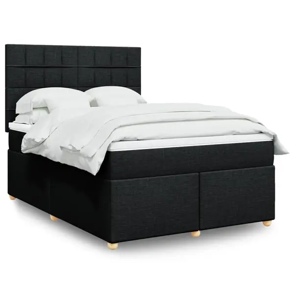 Gossi pat box spring cu saltea, negru, 140x190 cm, textil