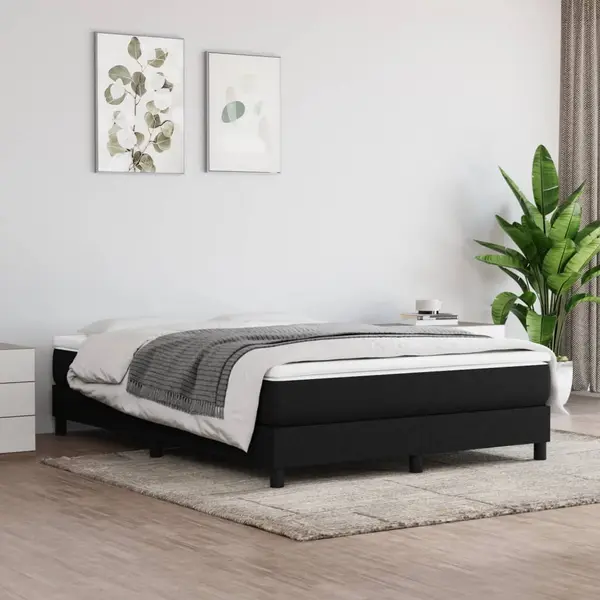 Gossi pat box spring cu saltea, negru, 140x190 cm, textil