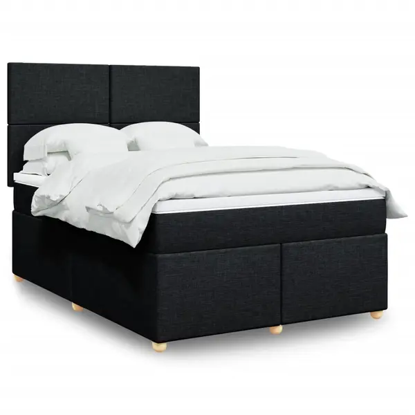 Gossi pat box spring cu saltea, negru, 140x190 cm, textil