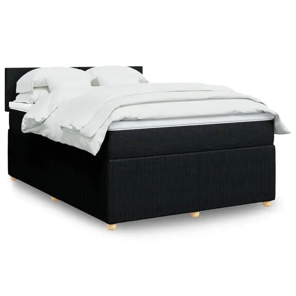 Gossi pat box spring cu saltea, negru, 140x190 cm, textil