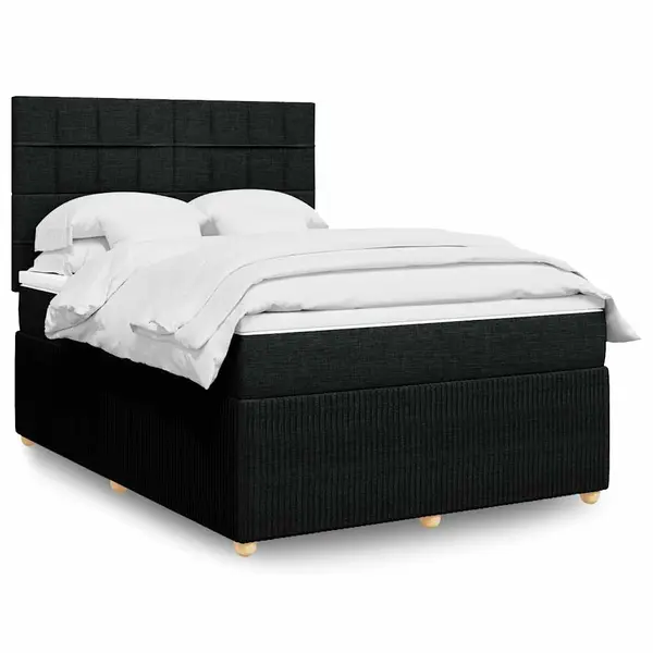 Gossi pat box spring cu saltea, negru, 140x190 cm, textil