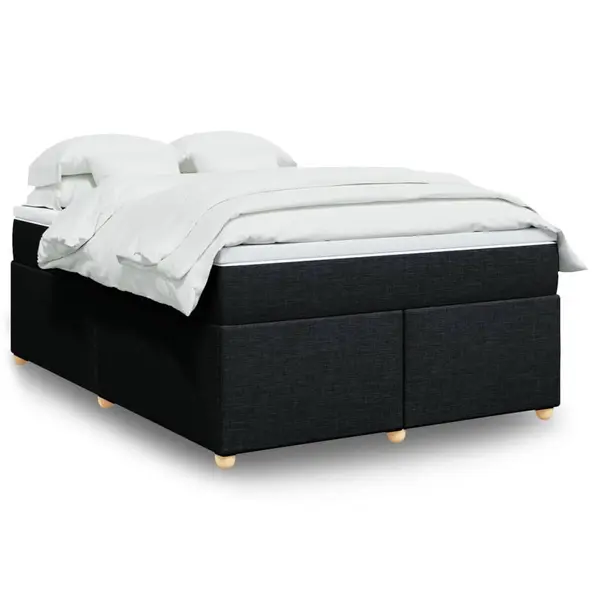 Gossi pat box spring cu saltea, negru, 140x190 cm, textil