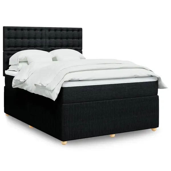 Gossi pat box spring cu saltea, negru, 140x190 cm, textil