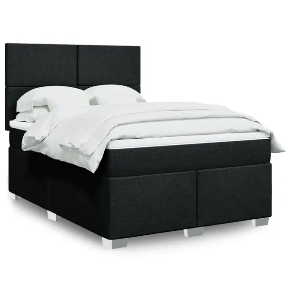 Gossi pat box spring cu saltea, negru, 140x190 cm, textil
