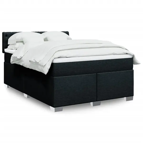 Gossi pat box spring cu saltea, negru, 140x190 cm, textil