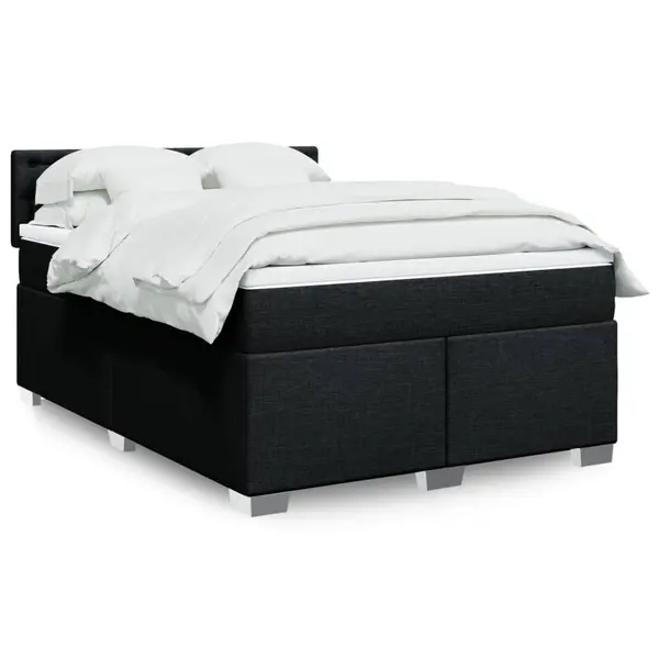 Gossi pat box spring cu saltea, negru, 140x190 cm, textil