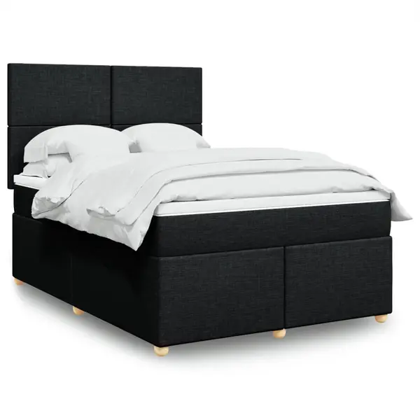 Gossi pat box spring cu saltea, negru, 140x190 cm, textil